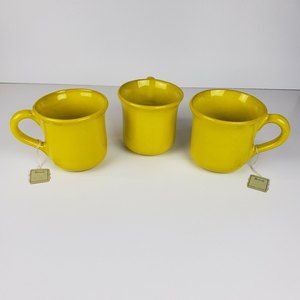 Lot of 3 Vintage Cantagalli Yellow Coffee Tea Mugs Made in Italy Pottery NWT